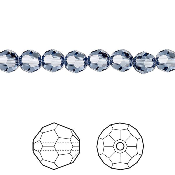Bead 144pk denim blue, Crystal Passions® 6mm round 5000 image number 0