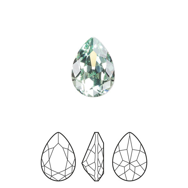 Fancy stone 1pkg2 chrysolite foil back, Preciosa MAXIMA Czech crystal rhinestone 14x10mm pear image number 0
