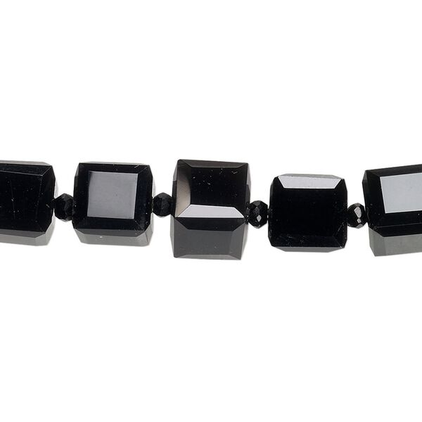 Black onyx 1pkg5, hand-cut faceted cube bead 8mm image number 0