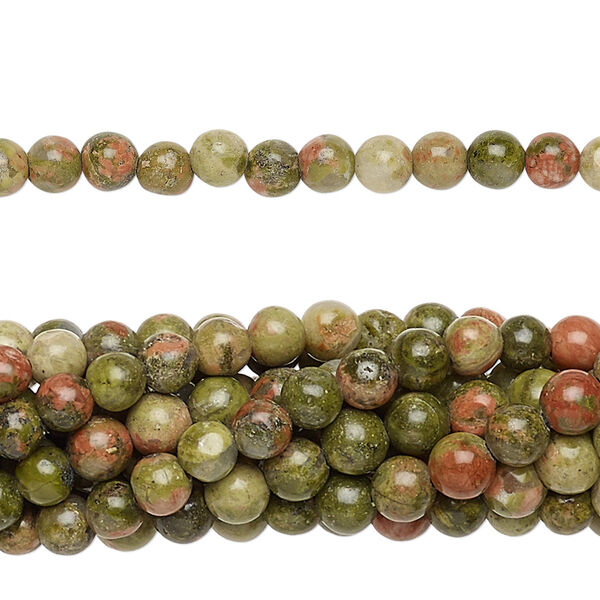 Unakite 1pkg10, round bead natural 15.5-16 inch 4mm image number 0