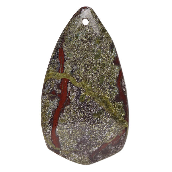 Dragon blood jasper 1pkg1, top-drilled shield focal natural 50x27mm image number 0
