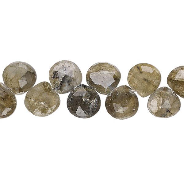 Labradorite 1pkg1, hand-cut top-drilled faceted puffed teardrop bead natural 8 inch 7x6mm-9x8mm image number 0
