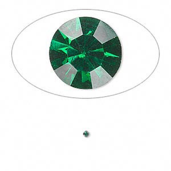 Chaton, glass rhinestone, emerald green, foil back, 1.5-1.6mm faceted round, PP9. Sold per pkg of 72. image number 0