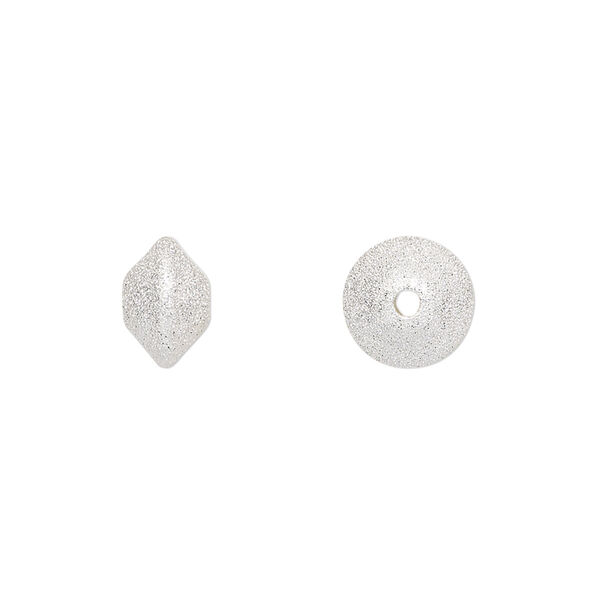 Bead, sterling silver, 9.5x6mm hollow stardust saucer. Sold per pkg of 2. image number 0