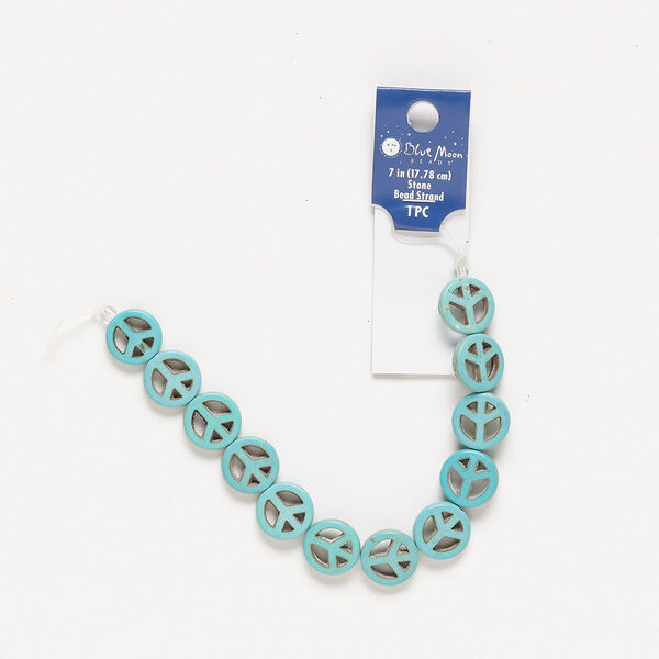 Magnesite 1pkg1, peace sign bead 7 inch 15-16mm image number 0
