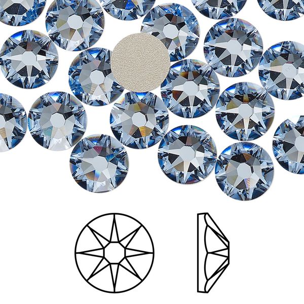 Flat back 12pk light sapphire foil back, Crystal Passions® 8.412-8.672mm rose round SS40 2088 image number 0