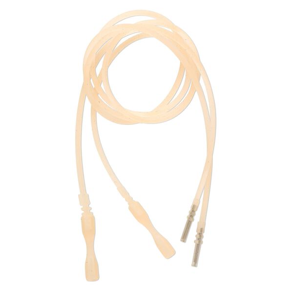Necklace cord, silicone, translucent peach, 2-2.2mm wide, 16 inches with snap closure. Sold per pkg of 4. image number 0