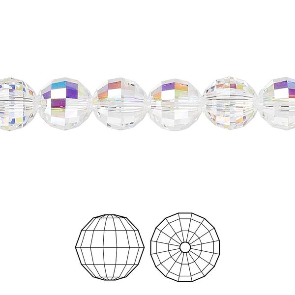 Bead 216pk crystal AB, Swarovski® 8mm chessboard round 5005 image number 0