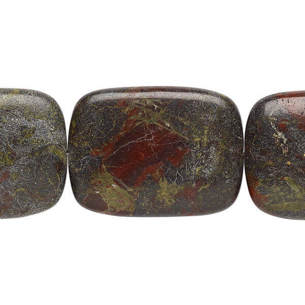 Dragon blood jasper 1pkg1, rectangle bead natural 15.5-16 inch 40x30mm image number 0