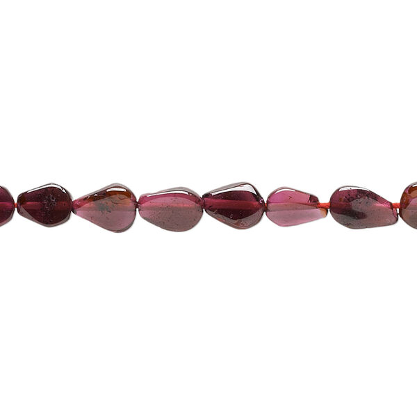 Bead, garnet (dyed), 5x4mm-8x5mm graduated hand-cut flat teardrop, C grade, Mohs hardness 7 to 7-1/2. Sold per 14-inch strand. image number 0