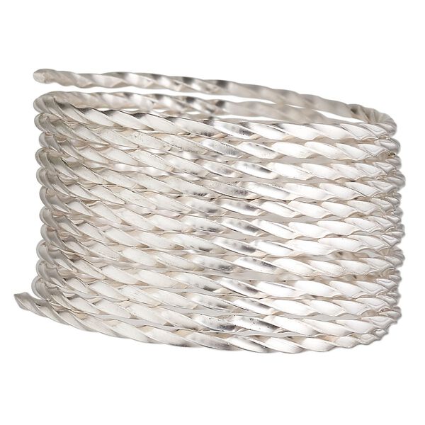 Wire, sterling silver, full-hard, twisted round, 13.5 gauge. Sold per pkg of 5 feet. image number 0