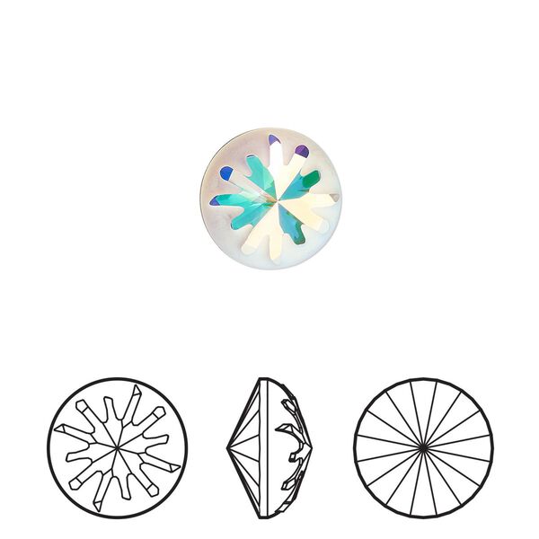 Round stone 2pk crystal AB foil back, Crystal Passions® 10mm sea urchin 1695 image number 0