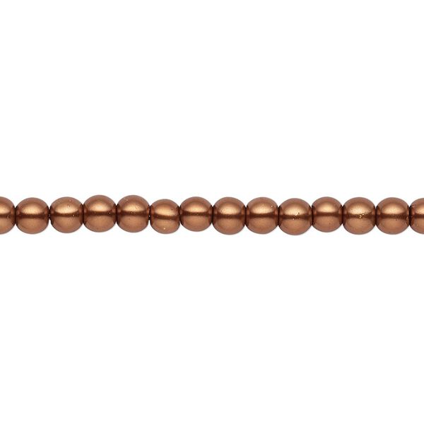 Bead, crystal pearl, antique copper, 3-4mm round. Sold per pkg of (2) 15-1/2" to 16" strands, approximately 200 beads. image number 0
