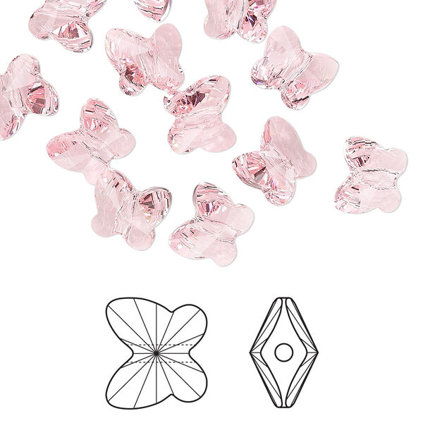Bead 288pk light rose, Swarovski® 8x7mm butterfly 5754 image number 0