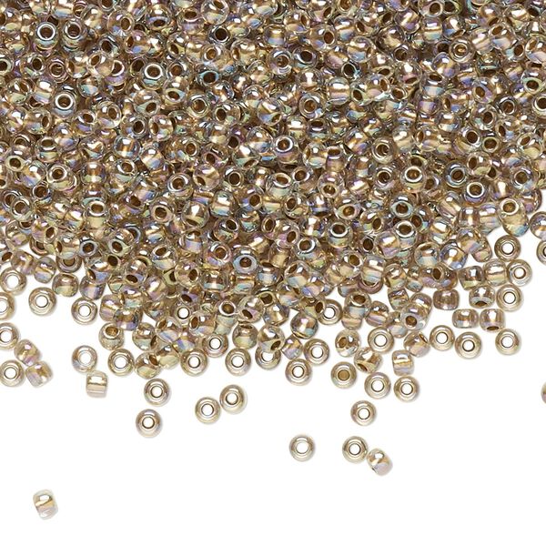 Seed bead, TOHO BEADS®, glass, pkg/250g, #11 round, translucent gold-lined rainbow crystal clear (TR-11-994). image number 0