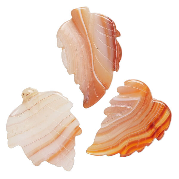 Red agate 1pkg3, carved leaf focal 35x26mm-40x28mm image number 0