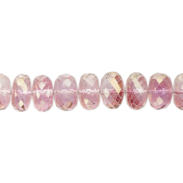 Quartz crystal 1pkg1, hand-cut faceted rondelle bead 7 inch 9x5mm-10x7mm image number 0