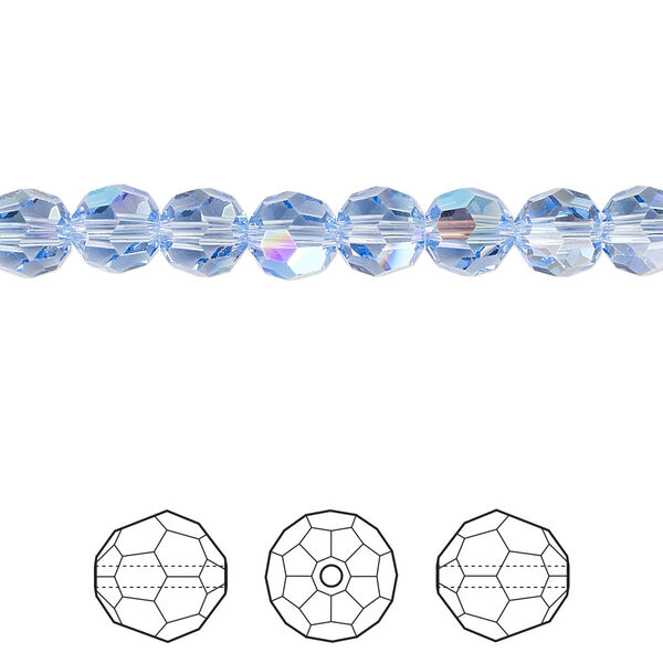 Bead 12pk light sapphire shimmer, Crystal Passions® 6mm round 5000 image number 0