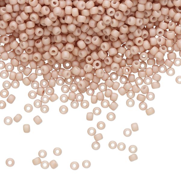 Seed bead, TOHO BEADS®, glass, pkg/250g, #11 round, opaque pastel frosted shrimp (TR-11-764). image number 0