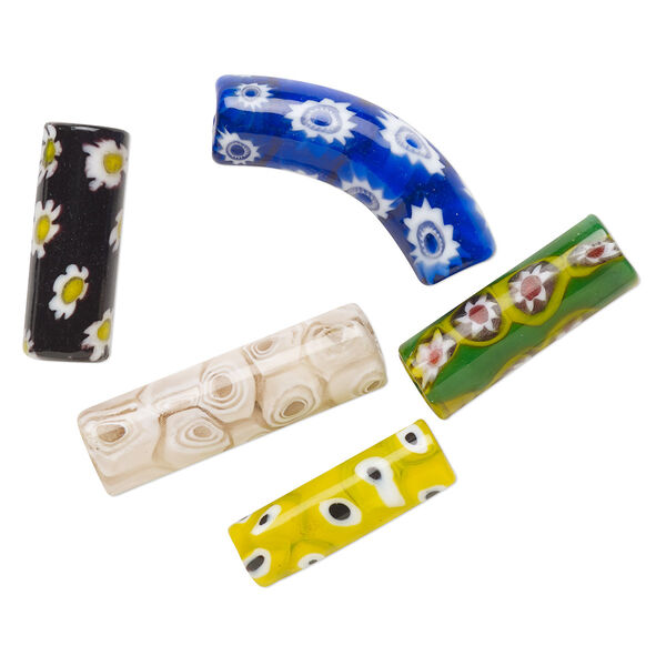 Bead mix, lampworked glass, multicolored, 16x11mm-45x23mm column. Sold per pkg of 5. image number 0