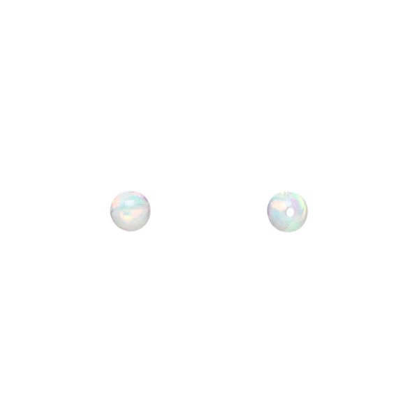 Bead, "opal" (silica and epoxy) (man-made), white, 4mm round. Sold per pkg of 2. image number 0