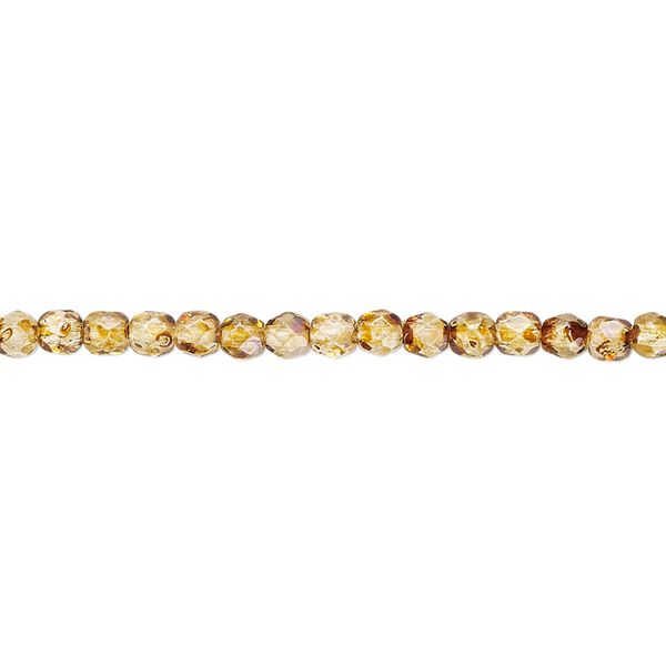 Bead, Czech fire-polished glass, tortoise gold, 3mm faceted round. Sold per pkg of 1,200 (1 mass). image number 0
