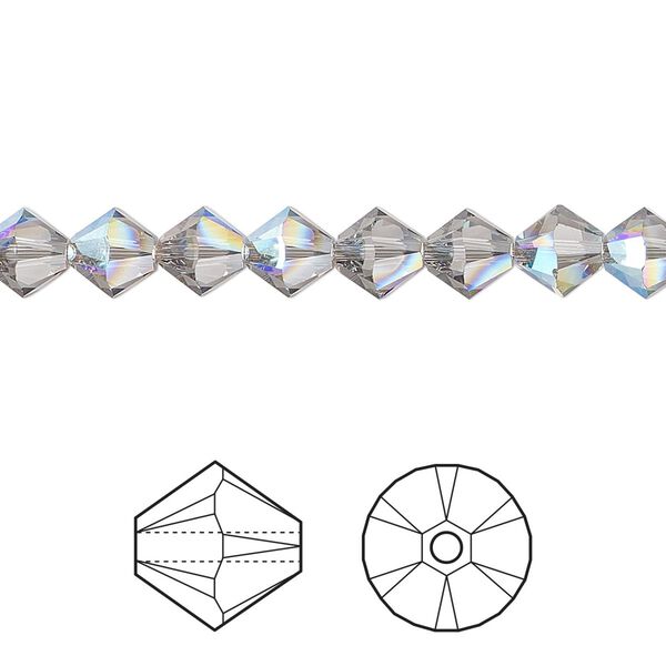 Bead 360pk black diamond shimmer, Swarovski® 6mm XILION bicone 5328 image number 0