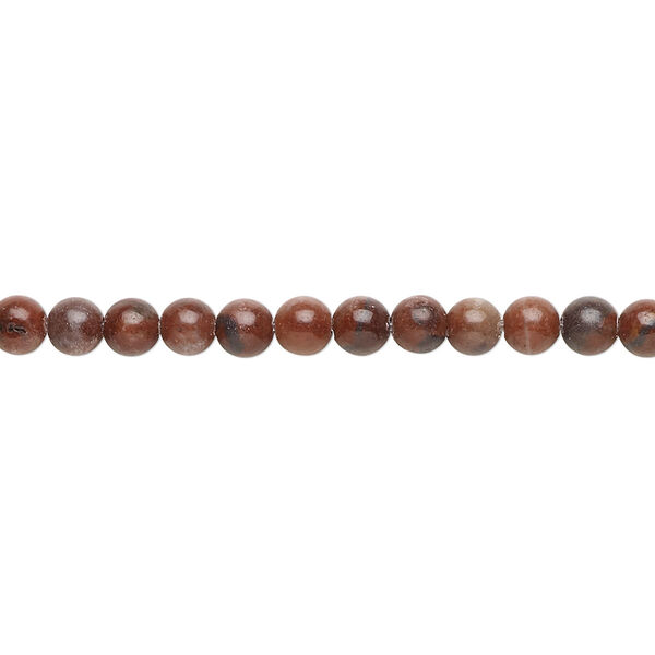 Bead, red picture jasper (natural), 4mm round, B grade, Mohs hardness 6-1/2 to 7. Sold per 15-1/2" to 16" strand. image number 0