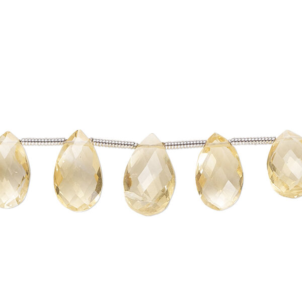 Citrine 1pkg19, hand-cut top-drilled faceted puffed teardrop bead graduated 8x5mm-12x9mm image number 0