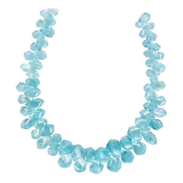 Apatite 1pkg1, hand-cut top-drilled faceted twisted teardrop bead natural 7 inch graduated 7x4mm-10x6mm image number 0