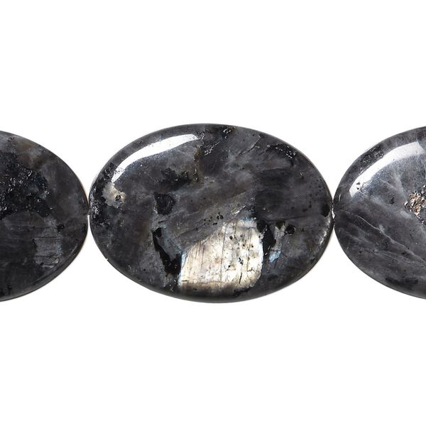 Blue labradorite 1pkg1, flat oval bead natural 15.5-16 inch 25x18mm image number 0