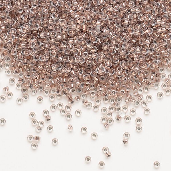 Seed bead, Miyuki, glass, pkg/35g, #15 rocaille, transparent copper-lined crystal clear, (RR-197). image number 0
