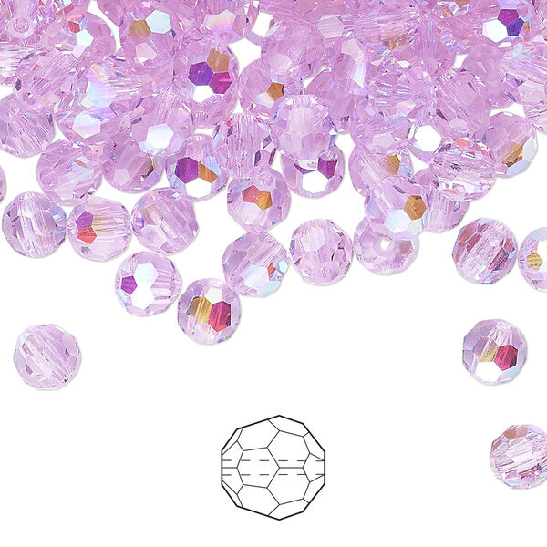 Bead 24pk violet AB, Preciosa Czech crystal 5mm round image number 0