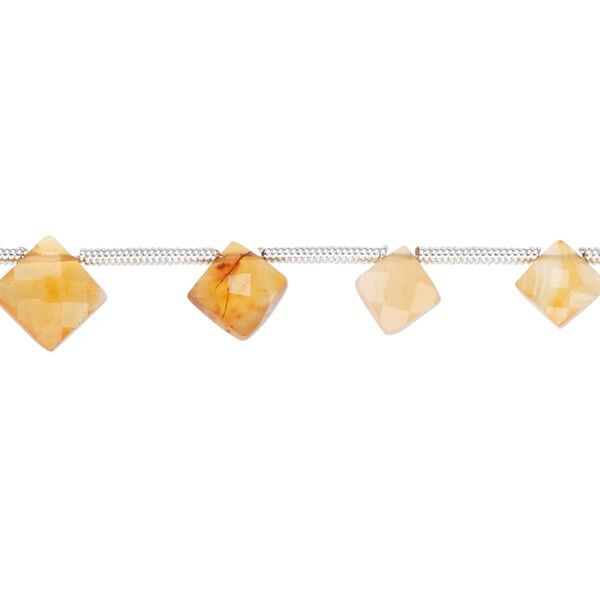 Carnelian 1pkg16, hand-cut top-drilled faceted puffed diamond bead 6-9mm image number 0