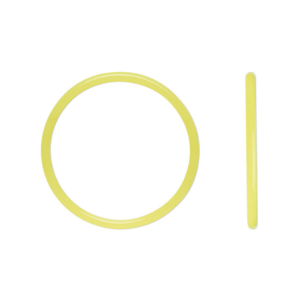 Component, Oh! Ring™, silicone, neon yellow, 25mm round with 22mm hole. Sold per pkg of 50. image number 0