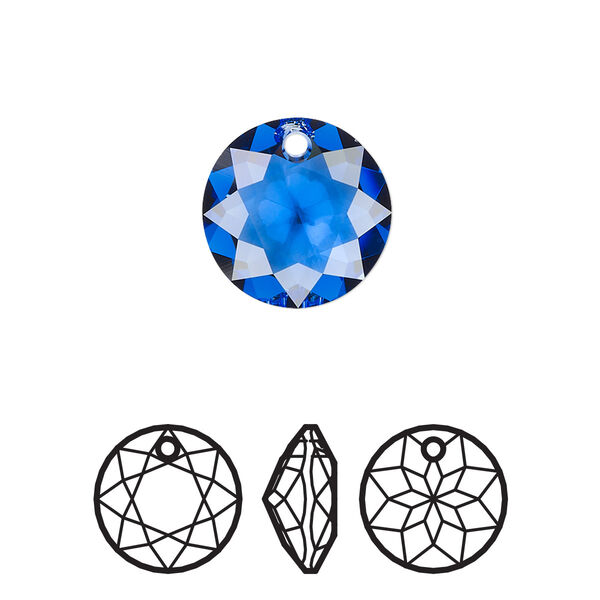 Drop 1pk sapphire, Crystal Passions® 14mm pendant classic cut 6430 image number 0