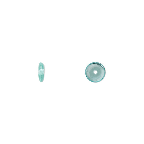 Bead, Czech pressed glass, light aqua, 6x2.5mm rondelle. Sold per 15-1/2" to 16" strand, approximately 160 beads. image number 0