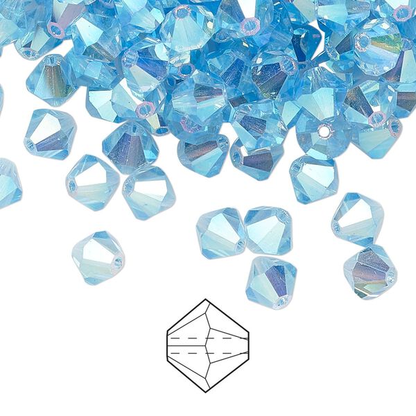 Bead 24pk aquamarine AB 2X, Preciosa Czech crystal 6mm bicone image number 0