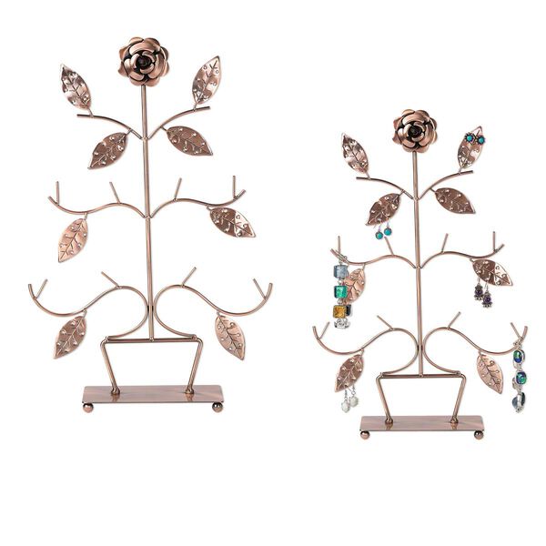 Display, necklace / bracelet / earring, antiqued copper-finished steel, 17 x 11-1/2 x 3-inch leafy tree with rose. Sold individually. image number 0