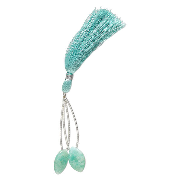 Amazonite 1pkg2, hand-cut top-drilled puffed marquise bead natural 18x11mm image number 1