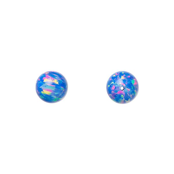 Bead, "opal" (silica and epoxy) (man-made), royal blue, 8mm round. Sold individually. image number 0
