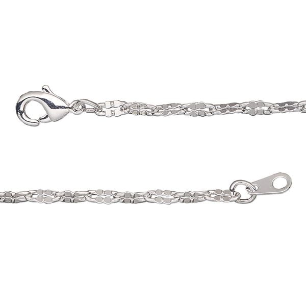 Chain, silver-plated brass, 2.6mm clover, 18 inches with lobster claw clasp. Sold individually. image number 0