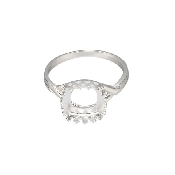 Ring, Almost Instant Jewelry®, sterling silver, 11mm square with 10mm cushion bezel setting, size 9. Sold individually. image number 0
