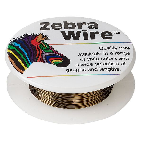 Wire, Zebra Wire™, color-coated copper, antique bronze, round, 24 gauge. Sold per 20-yard spool. image number 0