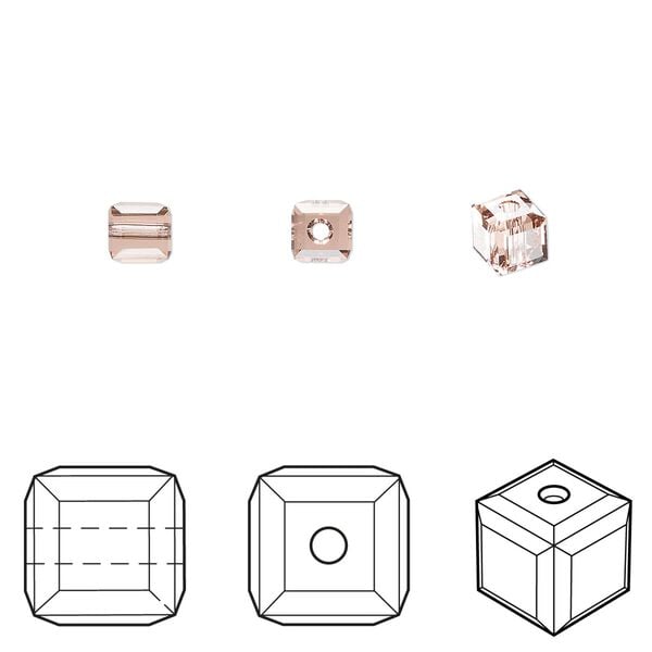 Bead 12pk rose peach, Crystal Passions® 4mm cube 5601 image number 0