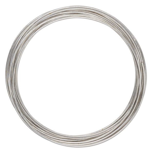 Memory wire, imitation rhodium-plated high carbon steel, 1-3/4 inch bracelet, 0.7mm thick. Sold per pkg of 12 loops. image number 0
