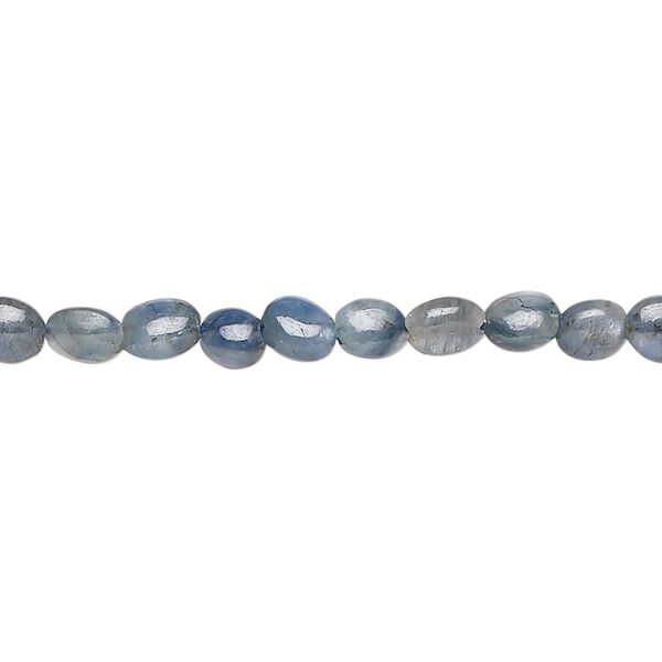Blue-grey sapphire 1pkg1, hand-cut puffed oval bead 15.5-16 inch 5x4mm-7x5mm image number 0
