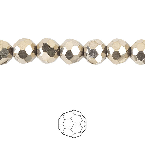 Bead 72pk opaque crystal aurum 2X, Celestial Crystal® 8mm round image number 0