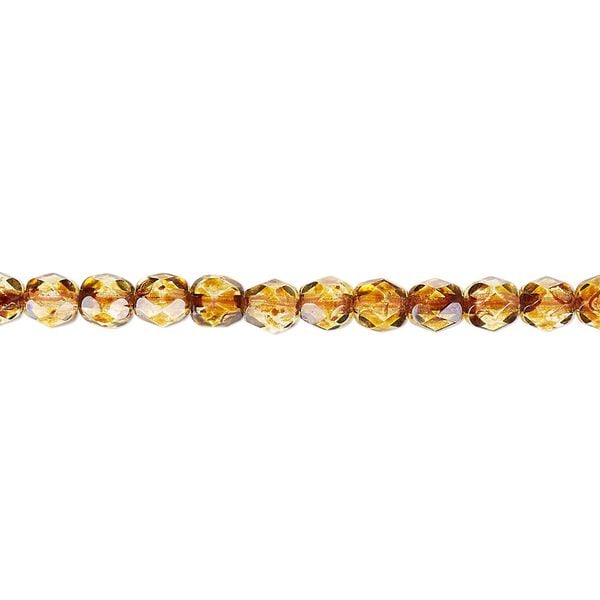 Bead, Czech fire-polished glass, tortoise gold, 4mm faceted round. Sold per 15-1/2" to 16" strand, approximately 100 beads. image number 0