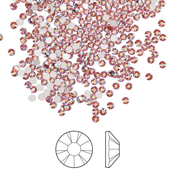 Flat back 1440pk padparadscha AB foil back, Preciosa MAXIMA Czech crystal rhinestone 1.7-1.9mm chaton rose round SS5 image number 0